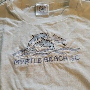 Delta Vintage Myrtle Beach Dolphin Embroidered T-Shirt Size Youth Medium 10-12